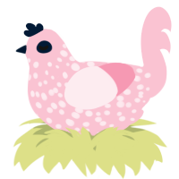 A rose chicken with a speckle pattern