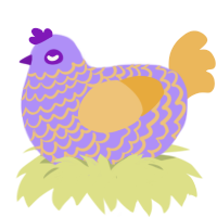 A lilac and honey chicken with a lace pattern