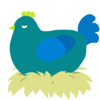 A teal and sapphire chicken