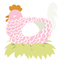 A rose and white chicken with a lace pattern
