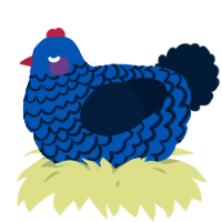 A ultramarine and tumblr chicken with a lace pattern