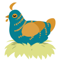 A sea and orange chicken with a half-bar pattern
