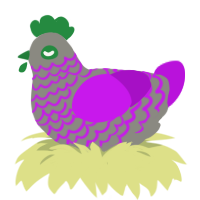 Roadkill, a ash and amethyst chicken with a lace pattern