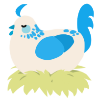 A cream and sky chicken with a neck-speckle pattern