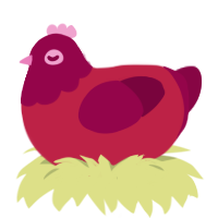 Cherry Bomb, a crimson and maroon chicken with a head pattern