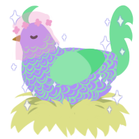 Marzipan, a lilac and spring chicken with a double-lace pattern