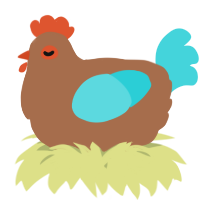 A brown and aqua chicken