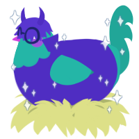 A indigo and turquoise chicken with a head pattern
