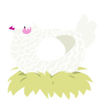 A white chicken with a lace pattern