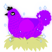 A violet chicken with a lace pattern