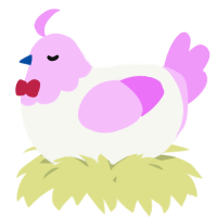 A white and lavender chicken with a head pattern