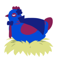 A ultramarine and crimson chicken with a neck-band pattern
