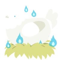 A white chicken with a head pattern