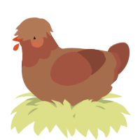 A brown and russet chicken with a head pattern