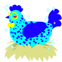 MS Paint, a turquoise and overcast chicken with a speckle pattern
