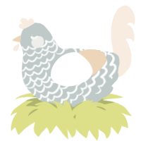 A silver and cream chicken with a lace pattern