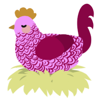 A lavender and maroon chicken with a double-lace pattern