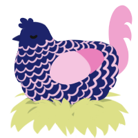 A navy and pink chicken with a lace pattern