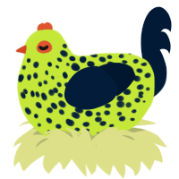 A lime and tumblr chicken with a speckle pattern