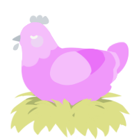 A lavender chicken with a head pattern
