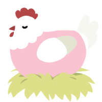 Rosé, a rose and white chicken with a head pattern
