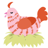 A rose and vermilion chicken with a bar pattern