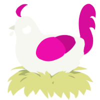 A white and fuchsia chicken
