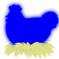 A ultramarine chicken with a head pattern