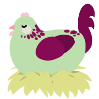 A gluppy and wine chicken with a neck-speckle pattern