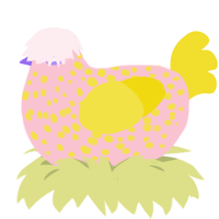 (unnamed), a rose and yellow chicken with a speckle pattern