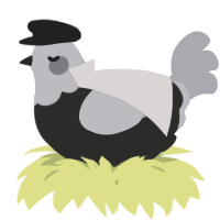 A sable and overcast chicken with a head pattern