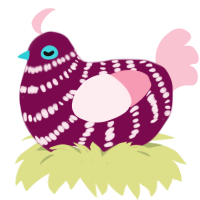 A wine and rose chicken with a bar pattern