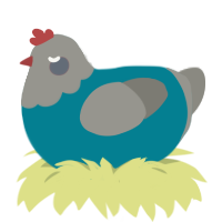 Overalls, a sea and ash chicken with a head pattern
