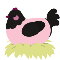 Nell, a rose and sable chicken with a head pattern