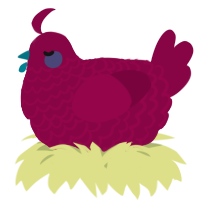 A maroon chicken with a lace pattern