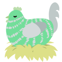 A spring and silver chicken with a bar pattern