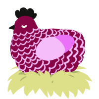 A maroon and lavender chicken with a lace pattern