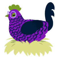 Juniper, a violet and tumblr chicken with a lace pattern