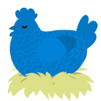 A sapphire chicken with a lace pattern