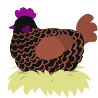 A black and russet chicken with a lace pattern