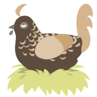 Toblerone, a bark and beige chicken with a half-lace pattern