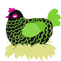 Battery Acid, a black and grass chicken with a lace pattern