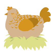 honeybun, a beige and ochre chicken with a half-lace pattern