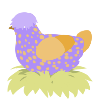 A lilac and honey chicken with a speckle pattern