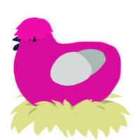 Actively Infected, a fuchsia and silver chicken