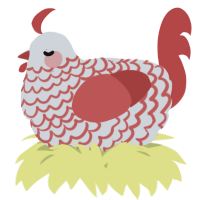 A mist and red chicken with a lace pattern