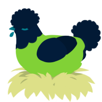 A grass and tumblr chicken with a head pattern