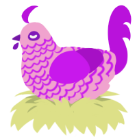 A pink and amethyst chicken with a lace pattern