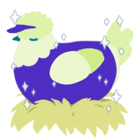 A indigo and apple chicken with a head pattern