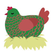 Chili Bepper, a viridian and red chicken with a lace pattern